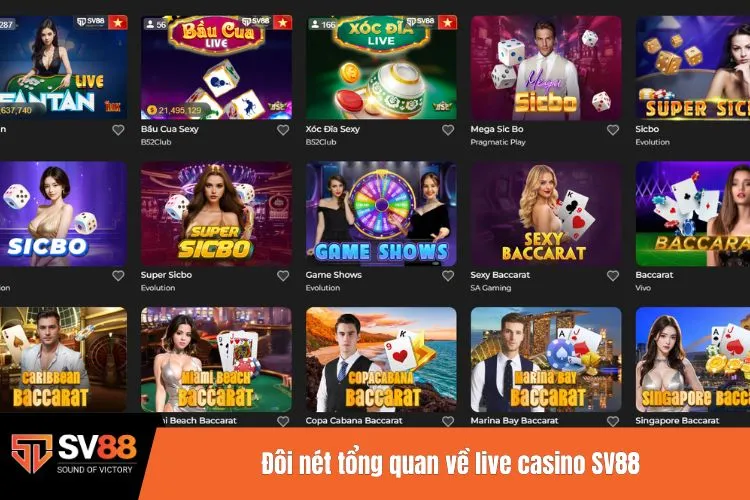 Đôi nét tổng quan về live casino SV88