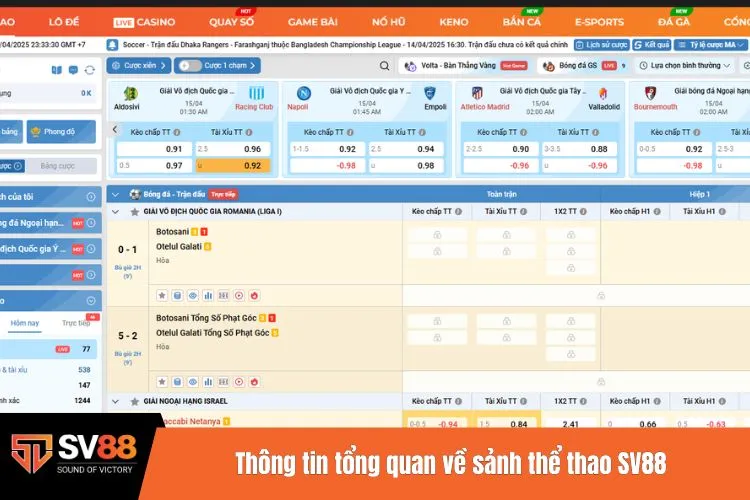 Thông tin tổng quan về sảnh thể thao SV88
