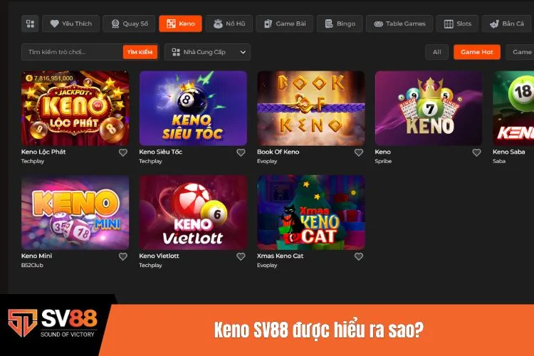 Keno SV88 được hiểu ra sao?