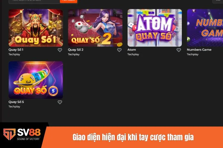 Giao diện hiện đại khi tay cược tham gia